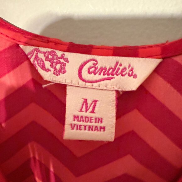 Candies Red and Pink Chevron Mini Dress with pockets in a size medium - Picture 3 of 8